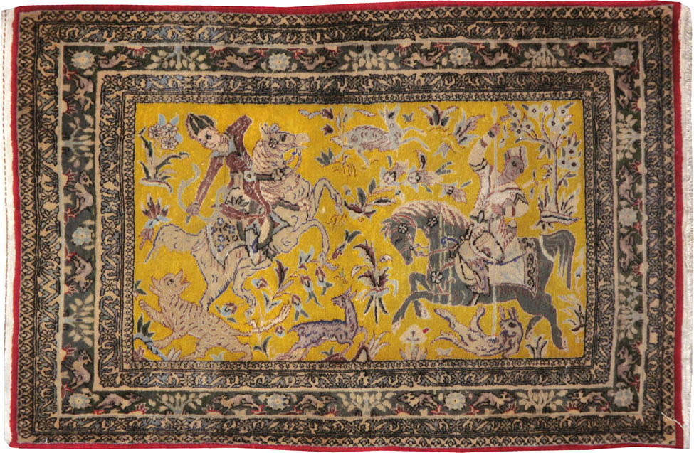 Antique Persian Tabriz Pictorial Rug, No.11841 - Gss