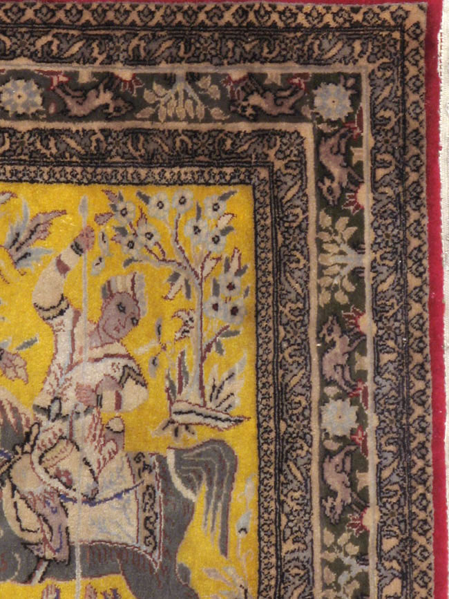 Antique Persian Tabriz Pictorial Rug, No.11841 - Gss