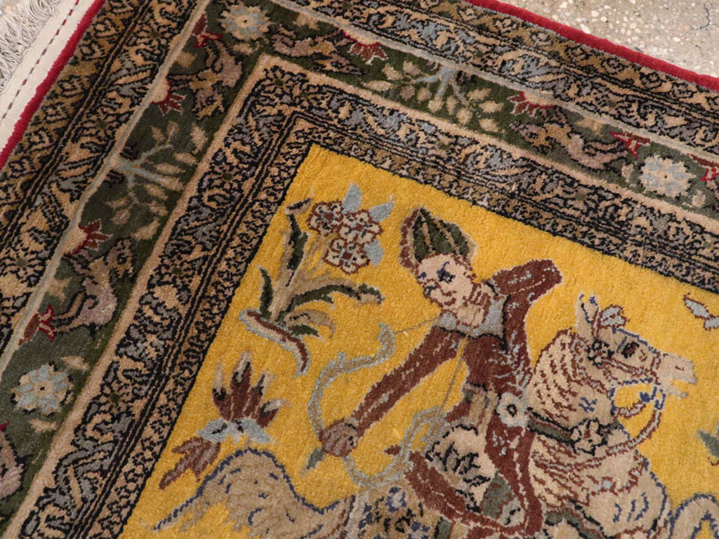 Antique Persian Tabriz Pictorial Rug, No.11841 - Gss