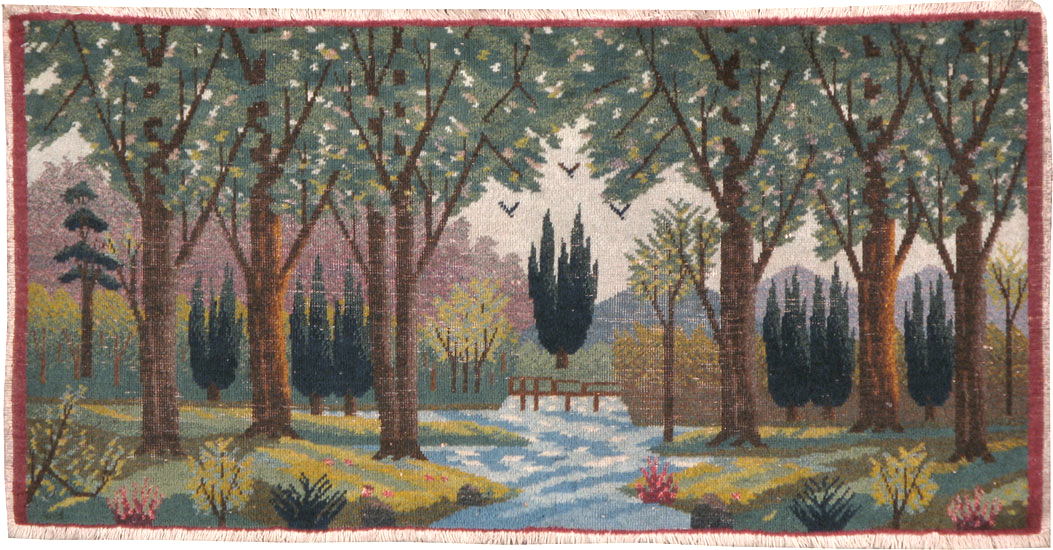 Vintage Persian Tabriz Pictorial Rug, No.11844 - Gss