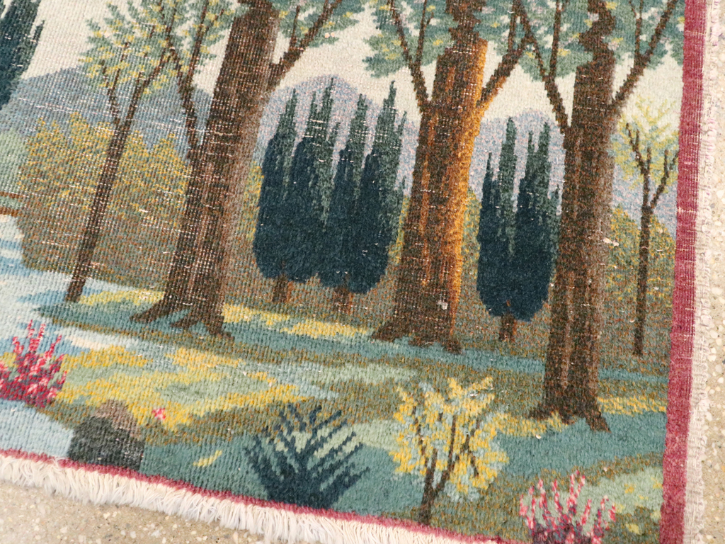 Vintage Persian Tabriz Pictorial Rug, No.11844 - Gss