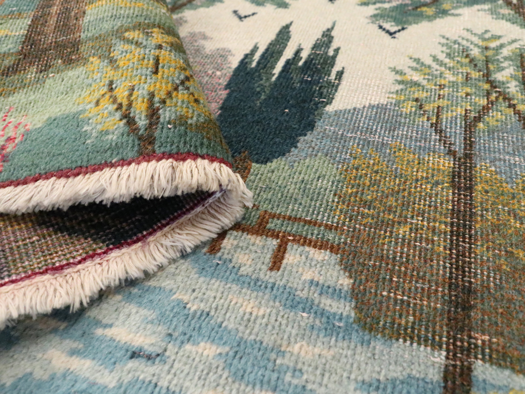 Vintage Persian Tabriz Pictorial Rug, No.11844 - Gss