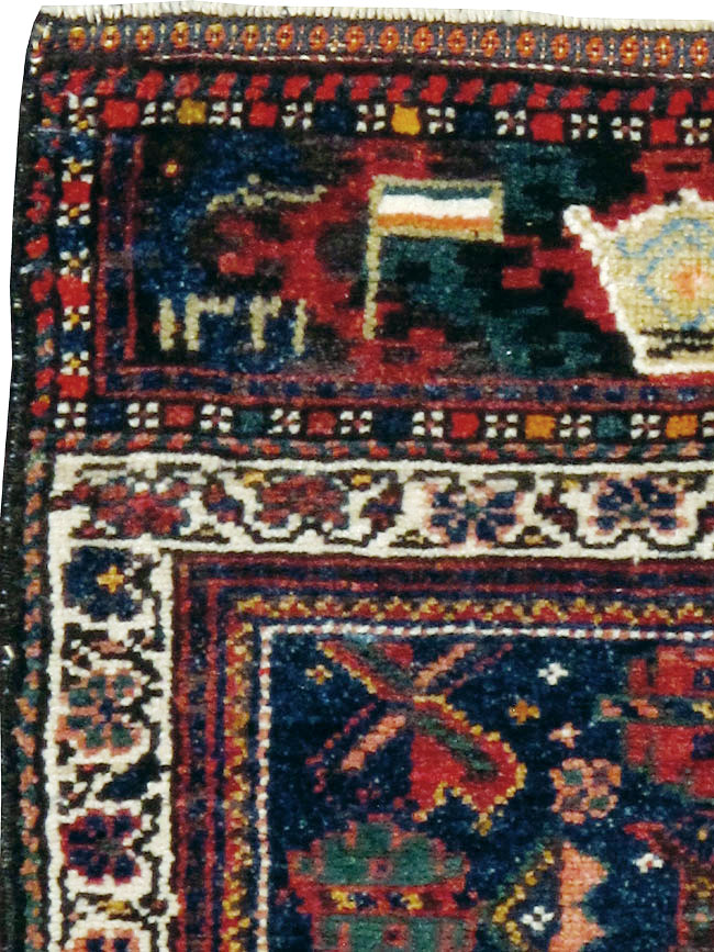 Antique Persian Pictorial Bag Face Rug, No.11845 - Gss