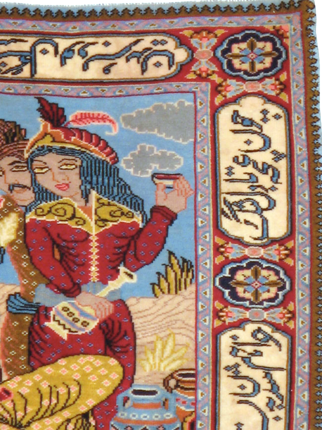 Vintage Persian Tabriz Pictorial Rug (Pair: 2 of 2), No.11846 - Gss