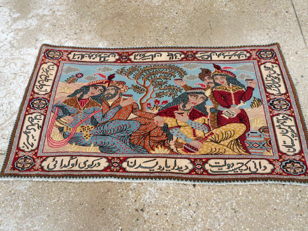 Vintage Persian Tabriz Pictorial Rug (Pair: 2 of 2), No.11846 - Gss