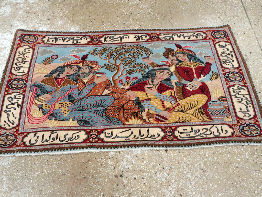 Vintage Persian Tabriz Pictorial Rug (Pair: 2 of 2), No.11846 - Gss