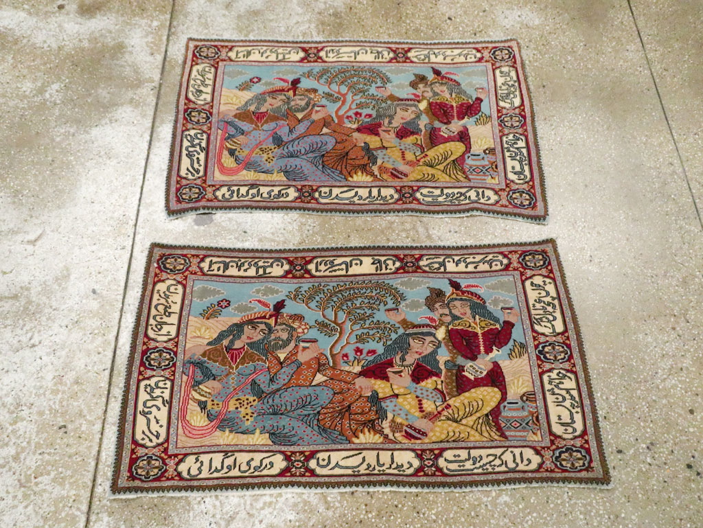 Vintage Persian Tabriz Pictorial Rug (Pair: 2 of 2), No.11846 - Gss