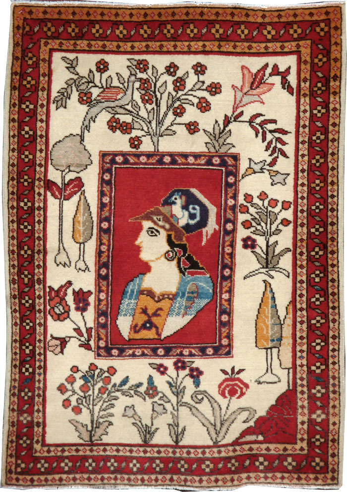 Vintage Persian Tabriz Pictorial Rug (Pair: 1 of 2), No.11849 - Gss