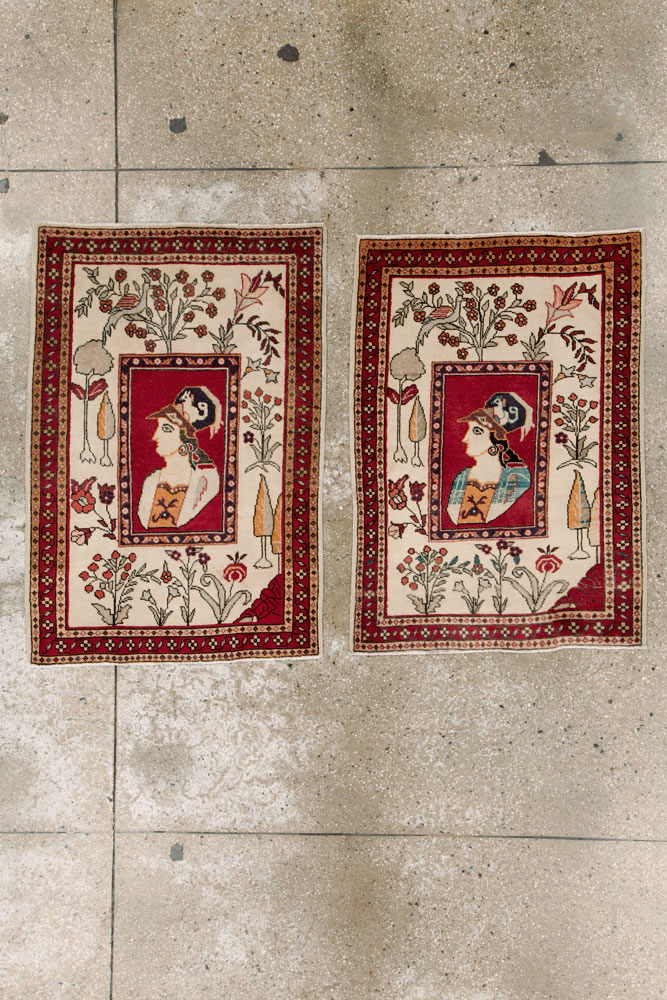 Vintage Persian Tabriz Pictorial Rug (Pair: 1 of 2), No.11849 - Gss