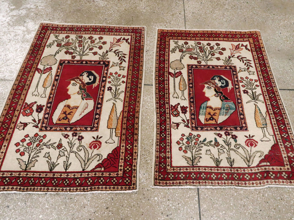 Vintage Persian Tabriz Pictorial Rug (Pair: 2 of 2), No.11850 - Gss