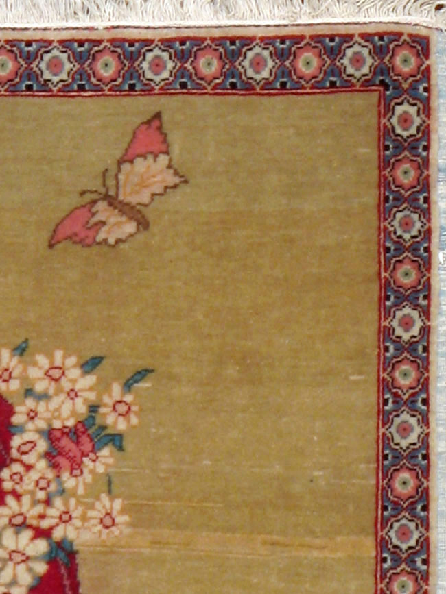 Vintage Persian Kashan Pictorial Rug, No.11852 - Gss