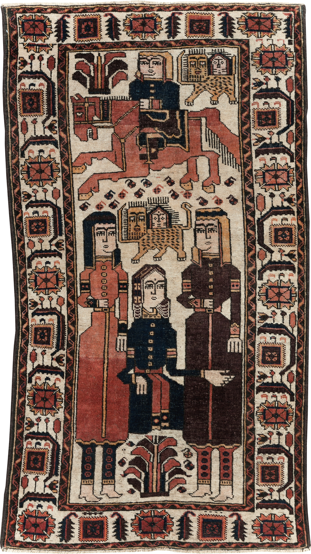 Vintage Persian Pictorial Bakhtiari Rug, No.11856 - Gss
