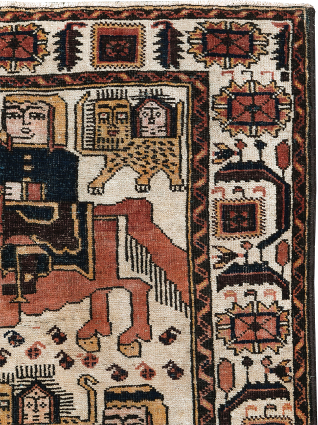 Vintage Persian Pictorial Bakhtiari Rug, No.11856 - Gss