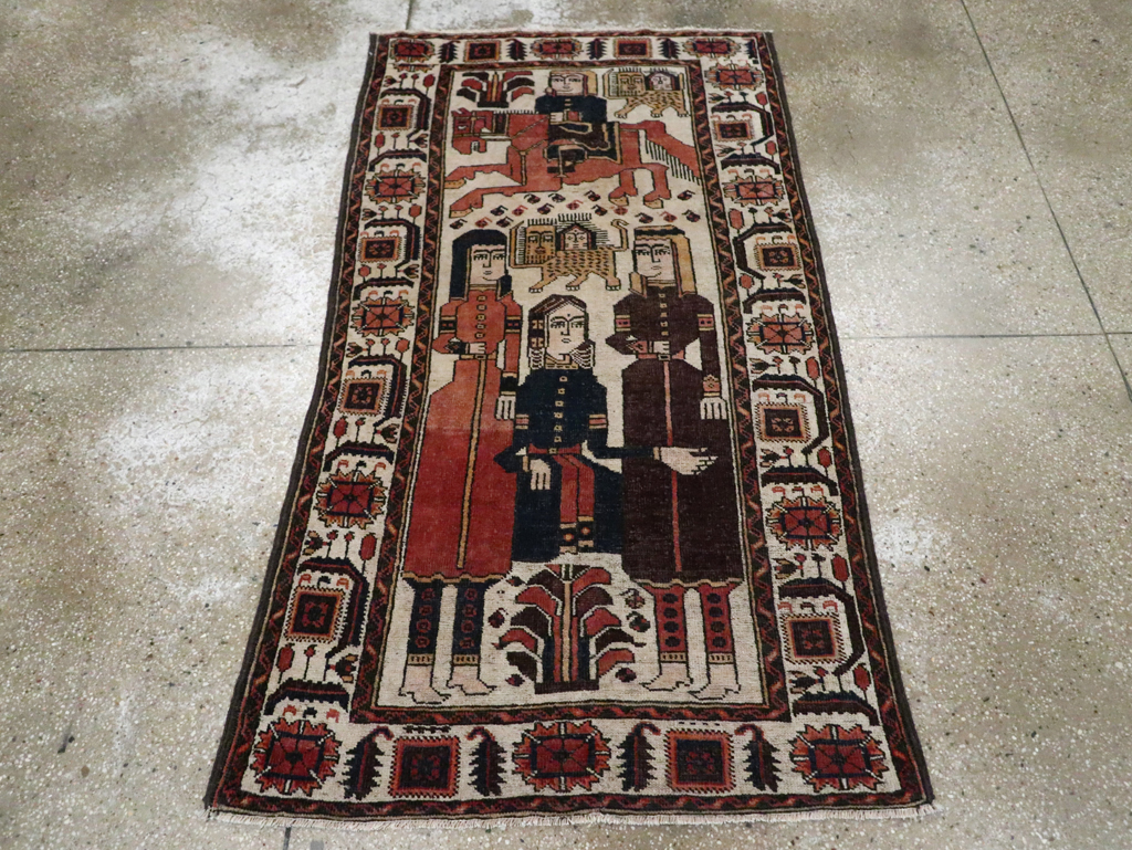 Vintage Persian Pictorial Bakhtiari Rug, No.11856 - Gss