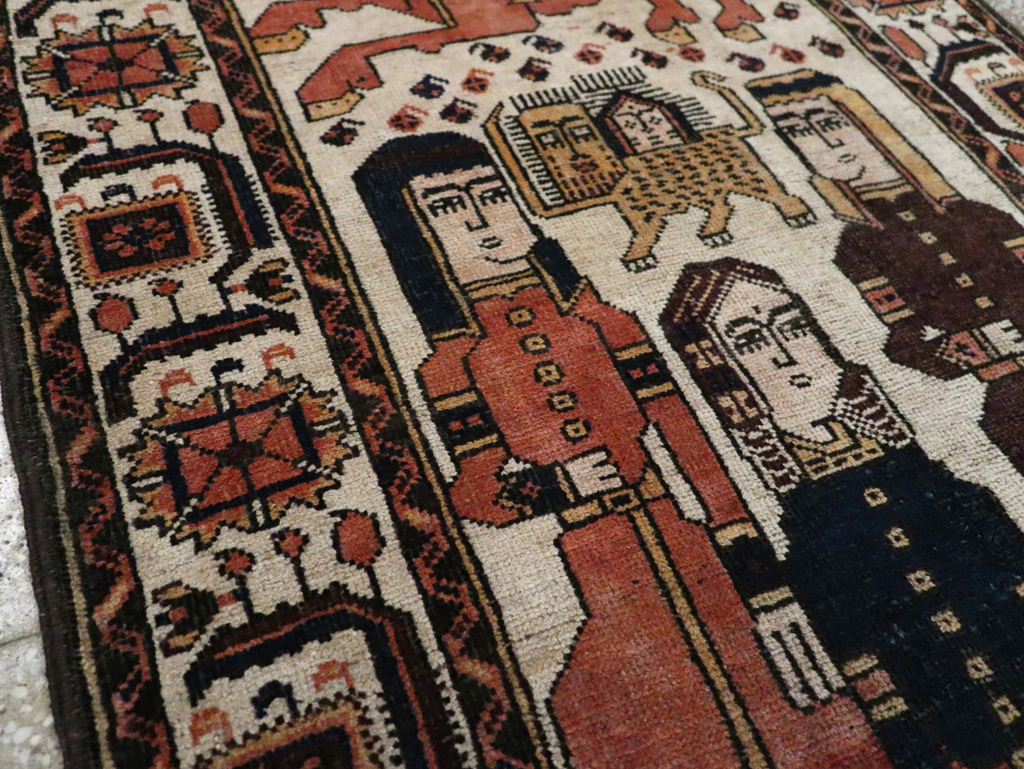 Vintage Persian Pictorial Bakhtiari Rug, No.11856 - Gss