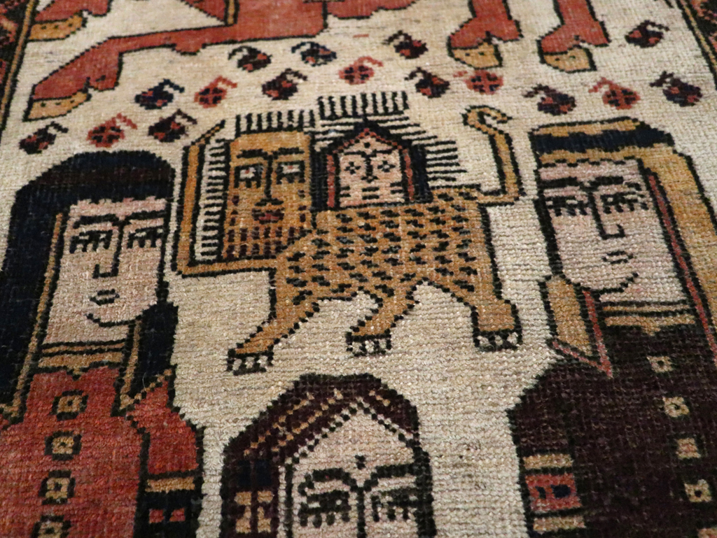 Vintage Persian Pictorial Bakhtiari Rug, No.11856 - Gss