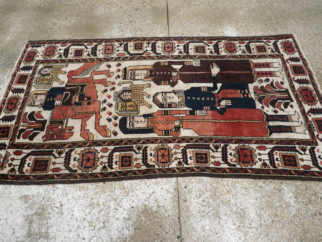 Vintage Persian Pictorial Bakhtiari Rug, No.11856 - Gss