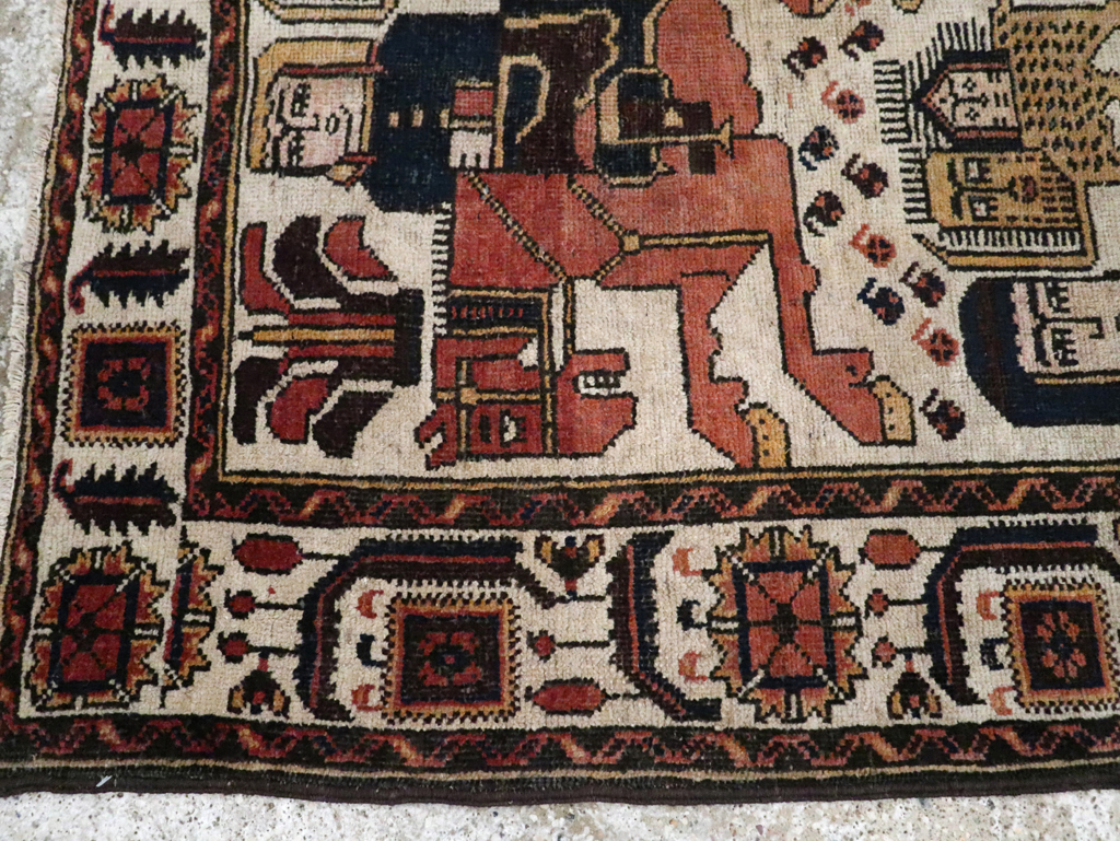 Vintage Persian Pictorial Bakhtiari Rug, No.11856 - Gss