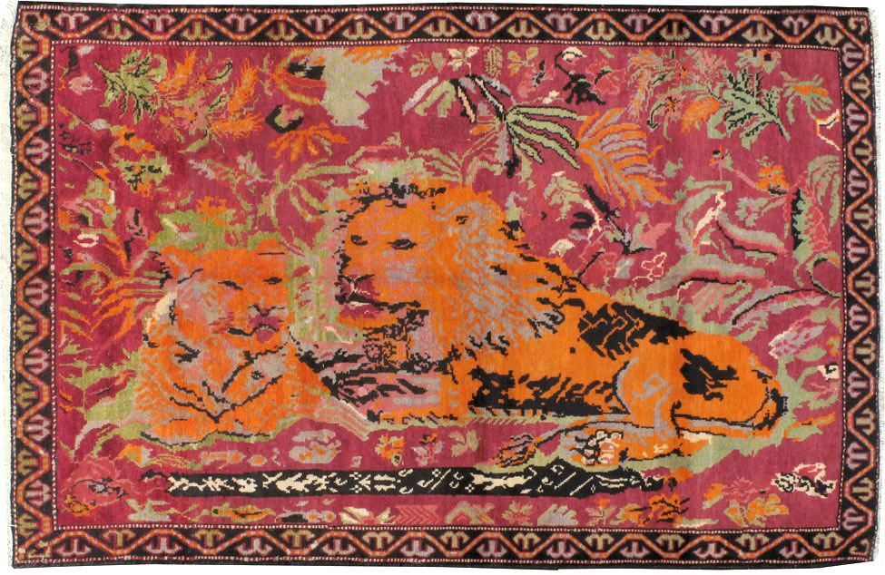 Antique Caucasian Karabagh Pictorial Rug, No.11857 - Gss