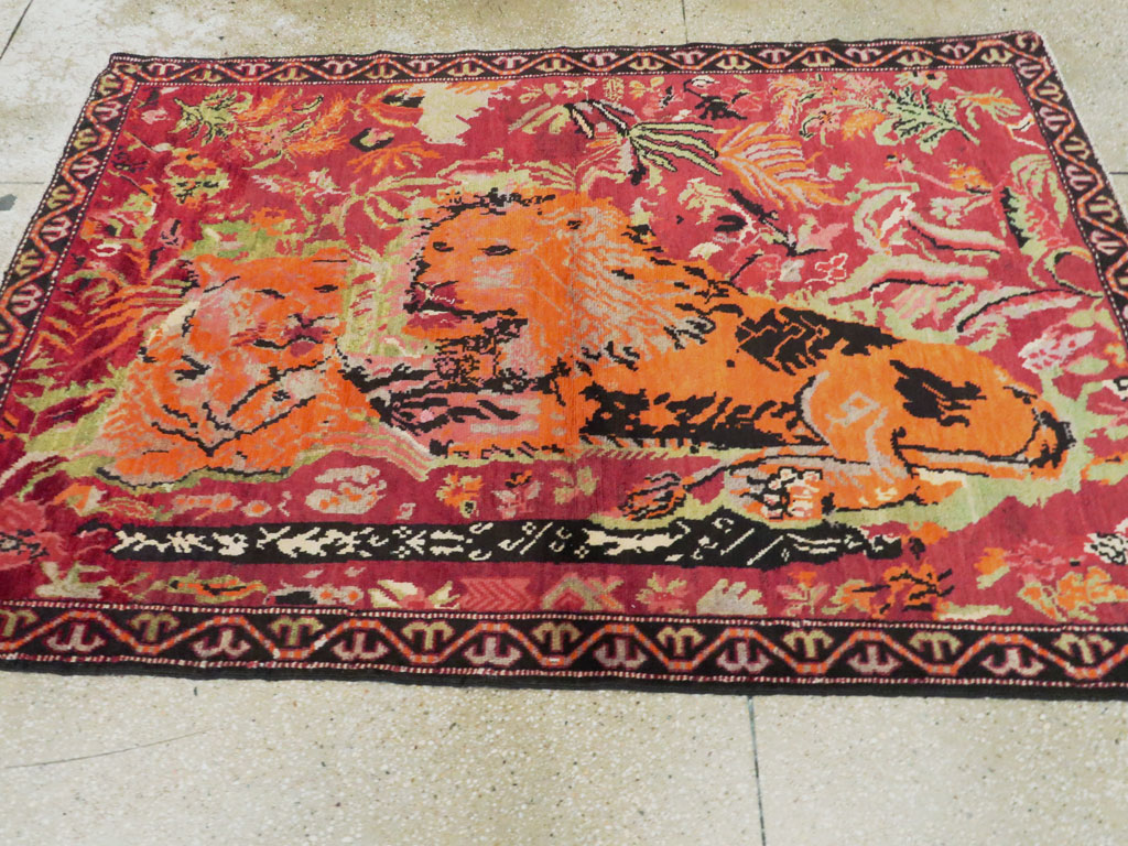 Antique Caucasian Karabagh Pictorial Rug, No.11857 - Gss