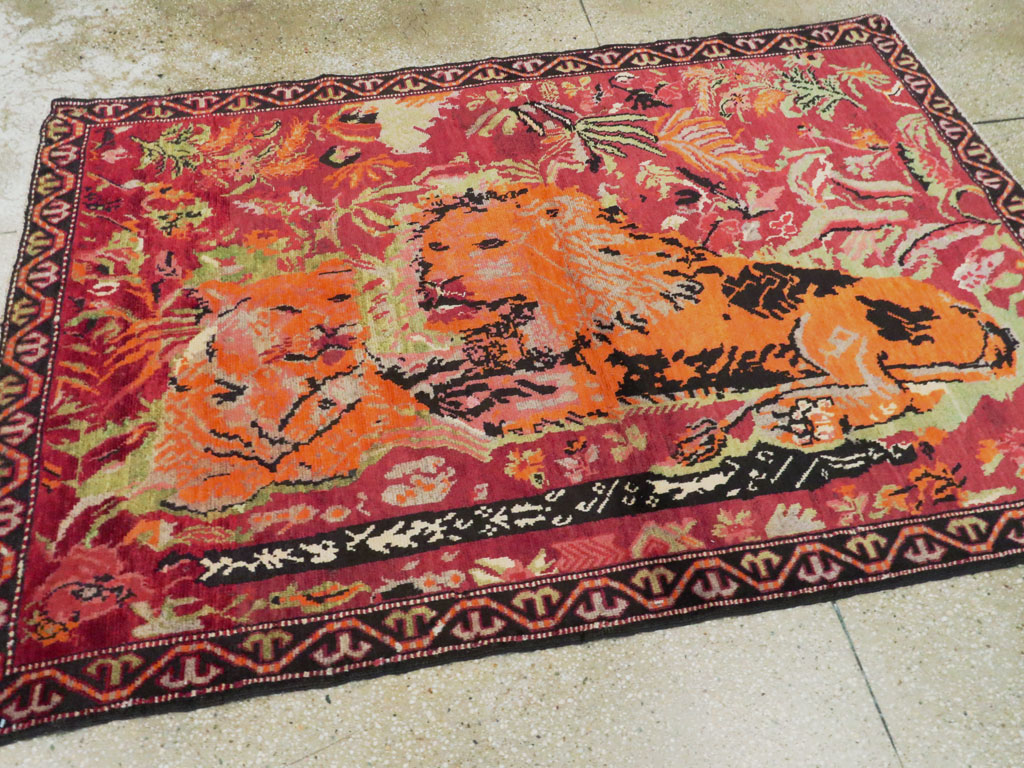 Antique Caucasian Karabagh Pictorial Rug, No.11857 - Gss