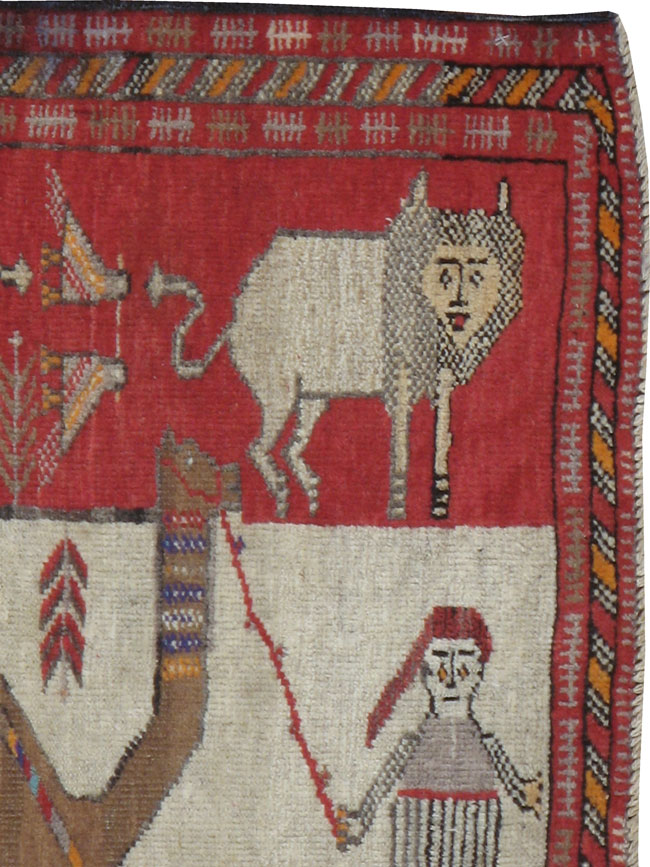 Antique Persian Baluch Pictorial Rug, No.11858 - Gss