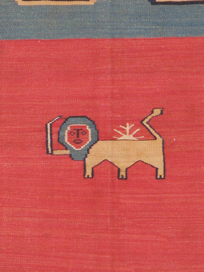 Antique Persian Flatweave Kilim Pictorial Rug, No.11875 - Gss