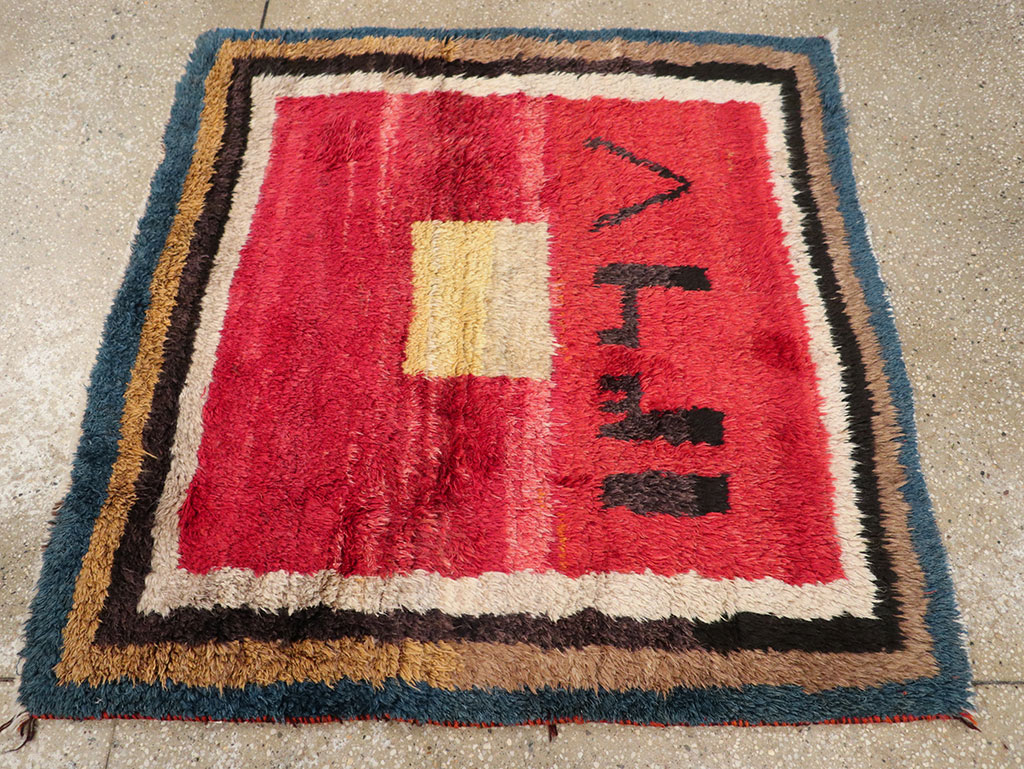 Vintage Persian Gabbeh Square Scatter Rug, No.11884 - Gss