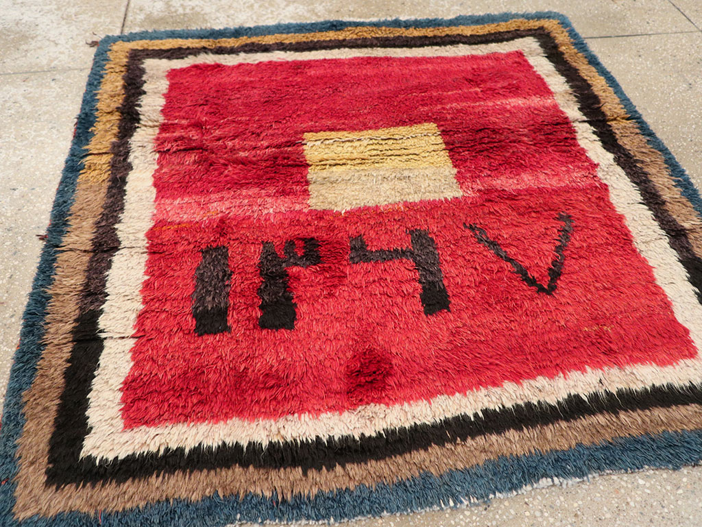 Vintage Persian Gabbeh Square Scatter Rug, No.11884 - Gss