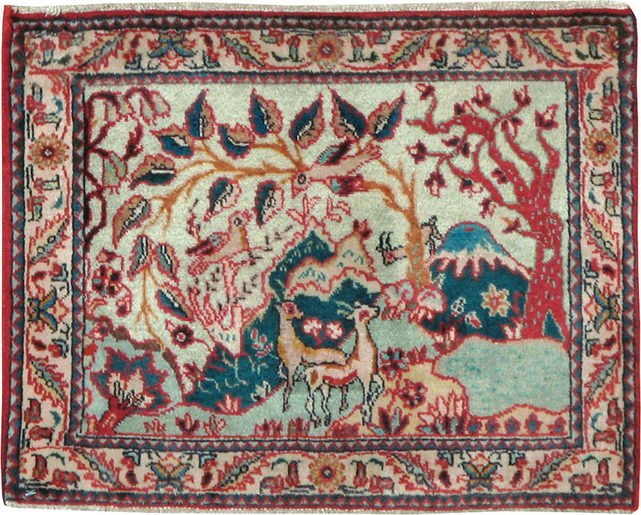 Vintage Persian Tabriz Pictorial Rug (Pair: 2 of 2), No.11915 - Gss