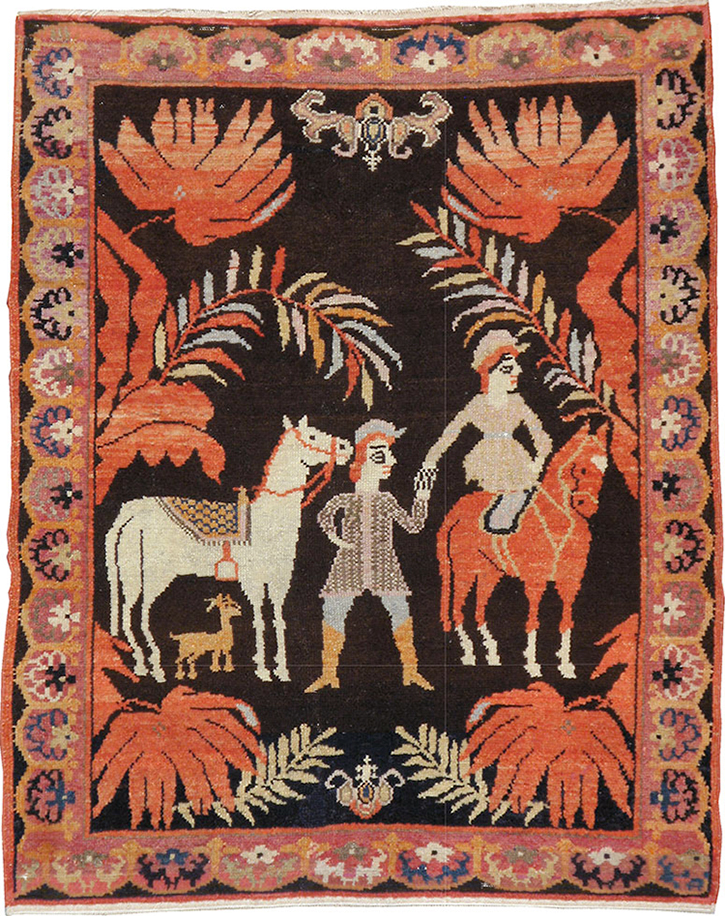 Antique Persian Senneh Malayer Pictorial Rug, No.11916 - Gss