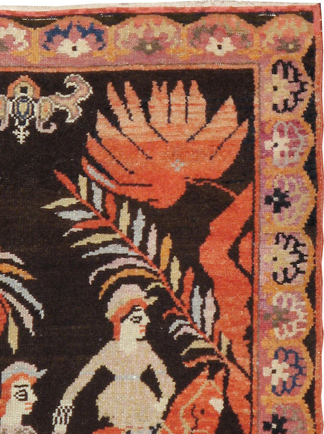 Antique Persian Senneh Malayer Pictorial Rug, No.11916 - Gss