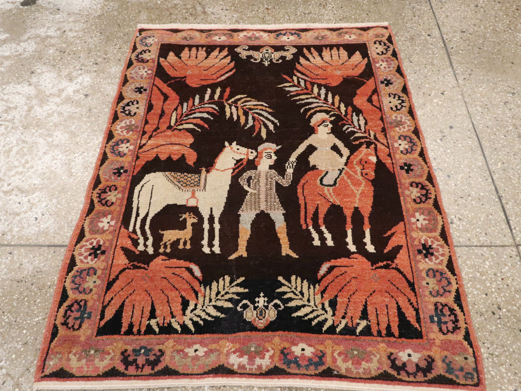 Antique Persian Senneh Malayer Pictorial Rug, No.11916 - Gss