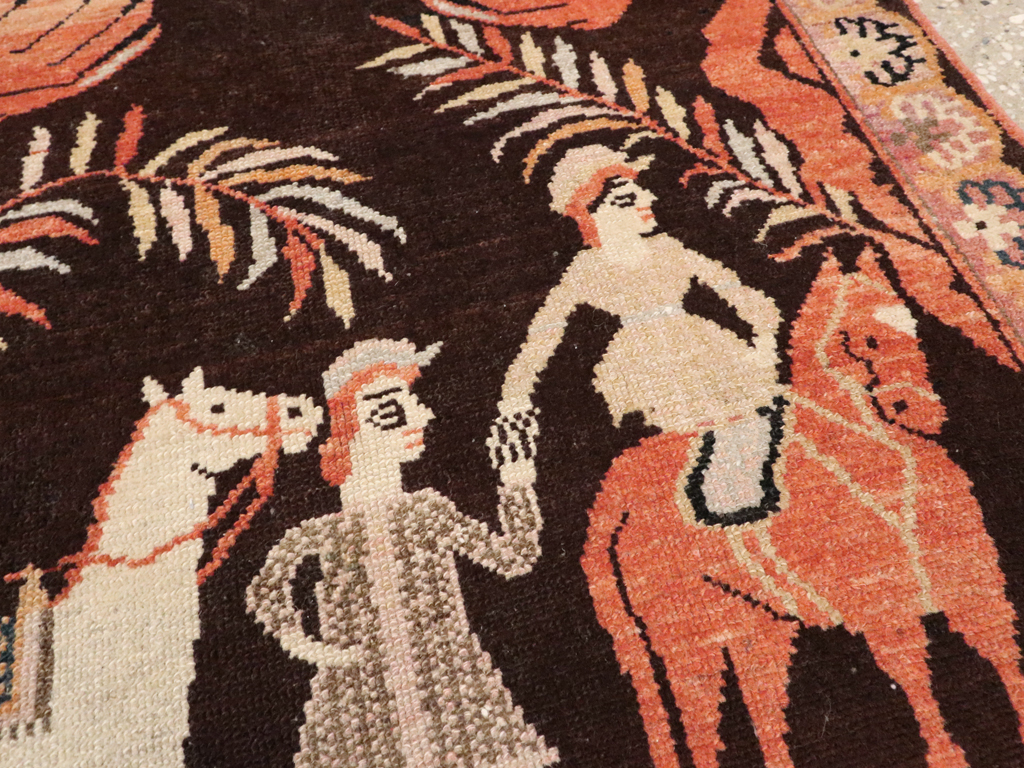 Antique Persian Senneh Malayer Pictorial Rug, No.11916 - Gss