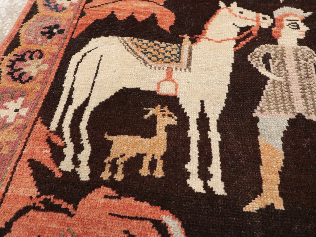 Antique Persian Senneh Malayer Pictorial Rug, No.11916 - Gss