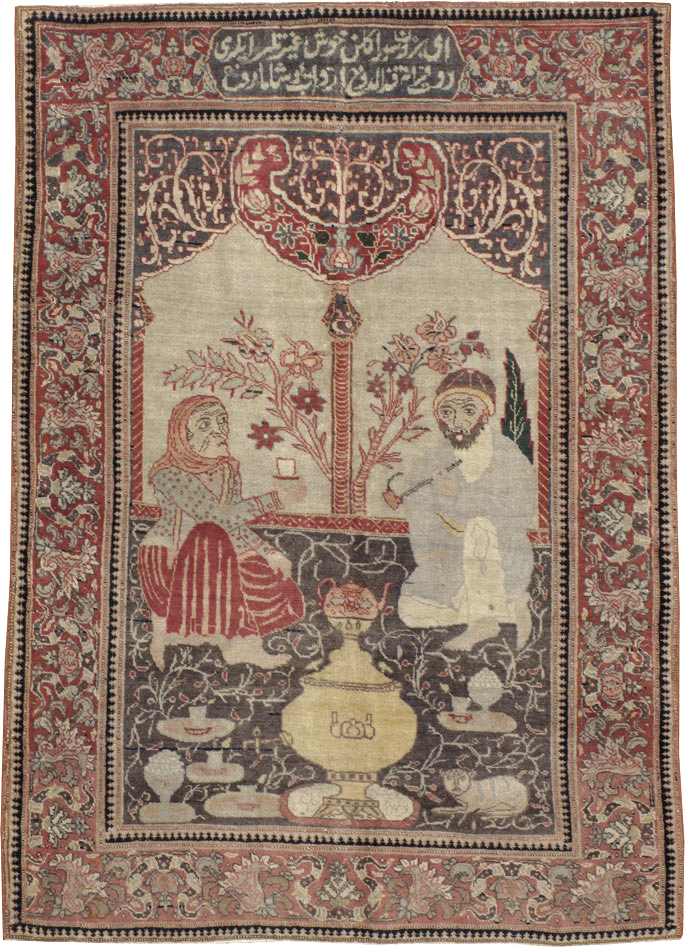 Antique Tabriz Pictorial Rug, No.12187 - Gss