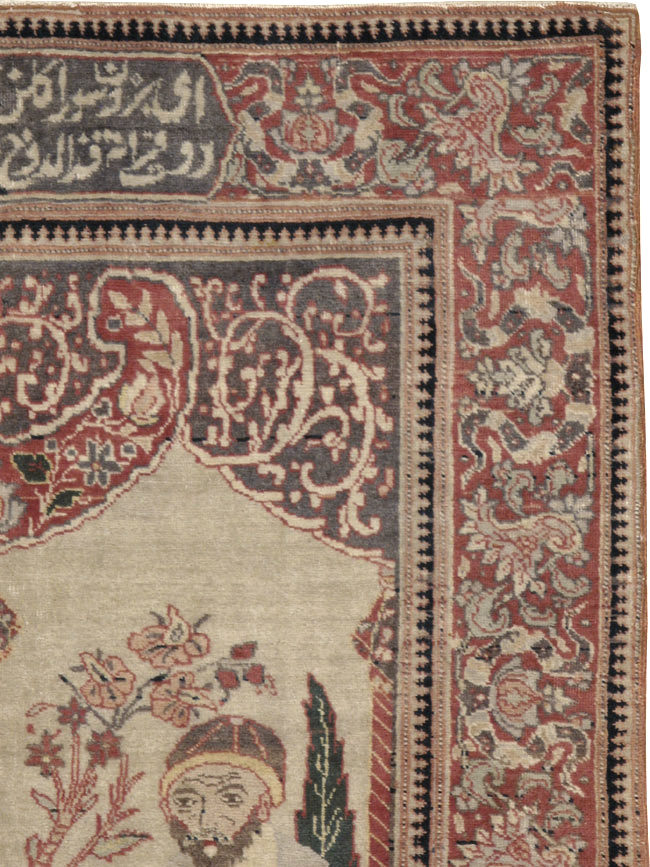Antique Tabriz Pictorial Rug, No.12187 - Gss