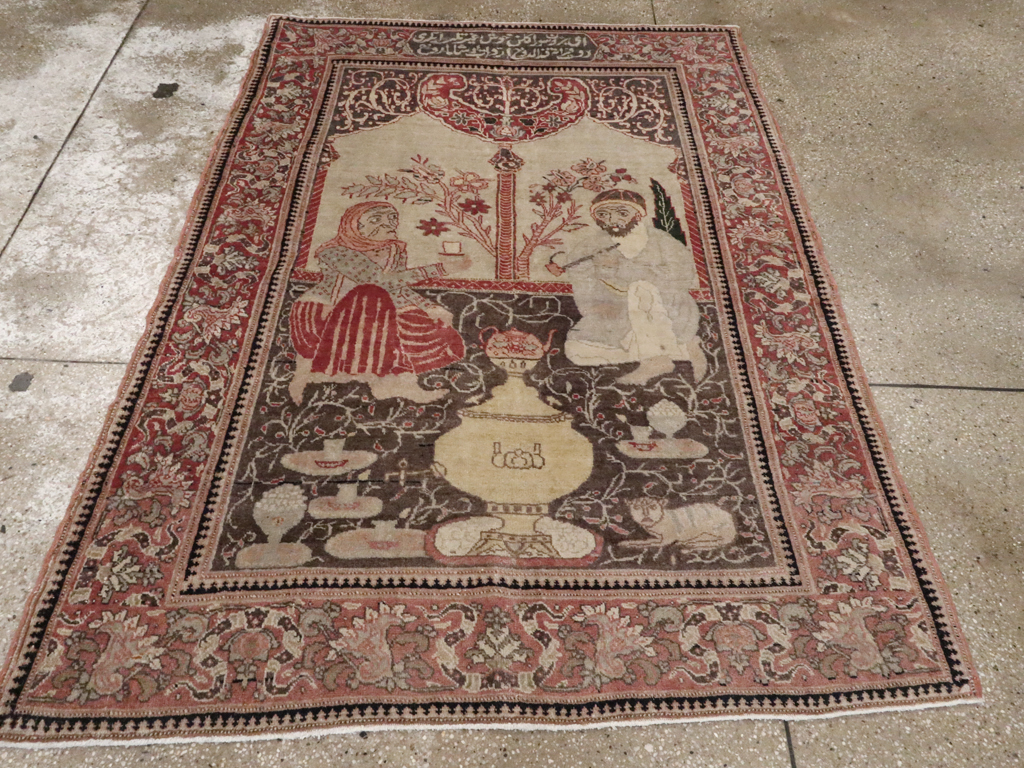 Antique Tabriz Pictorial Rug, No.12187 - Gss