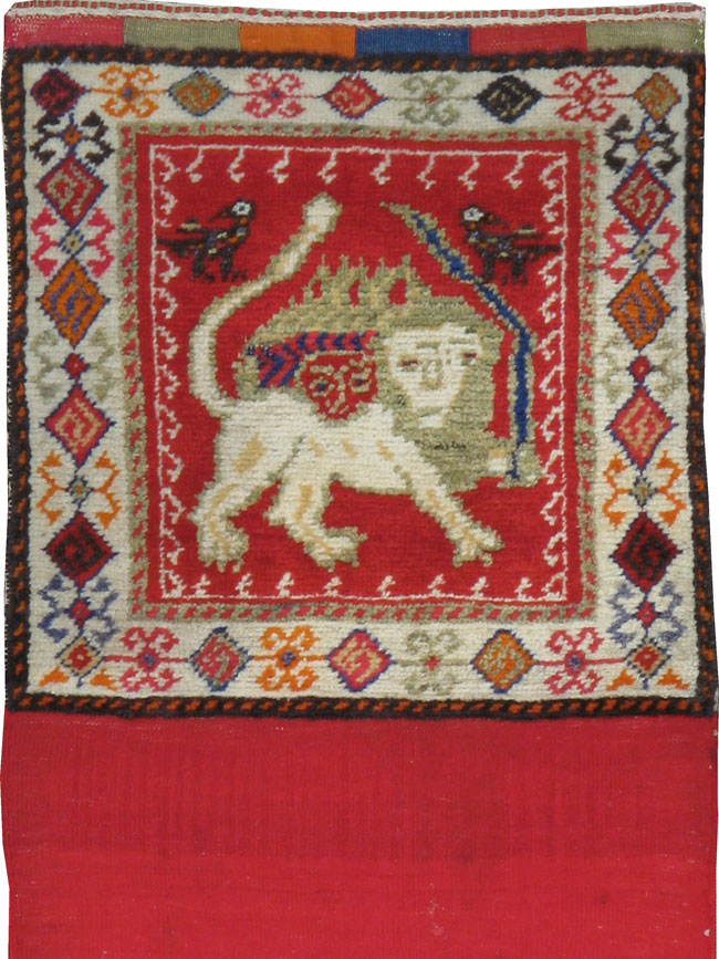 Vintage Persian Khamseh Pictorial Saddlebag (Khorjin), No.12196 - Gss