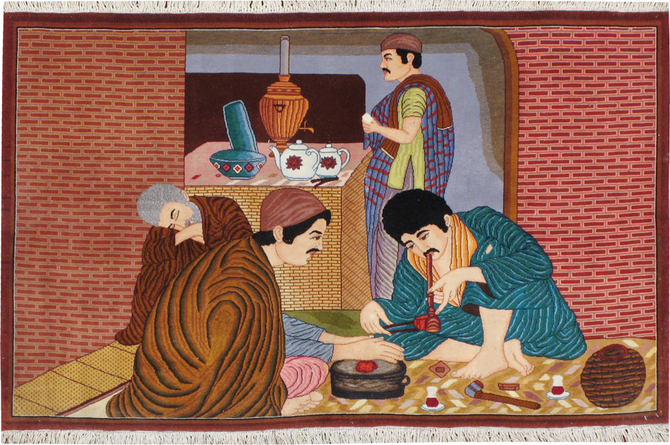 Vintage Persian Tabriz Pictorial Rug, No.12199 - Gss