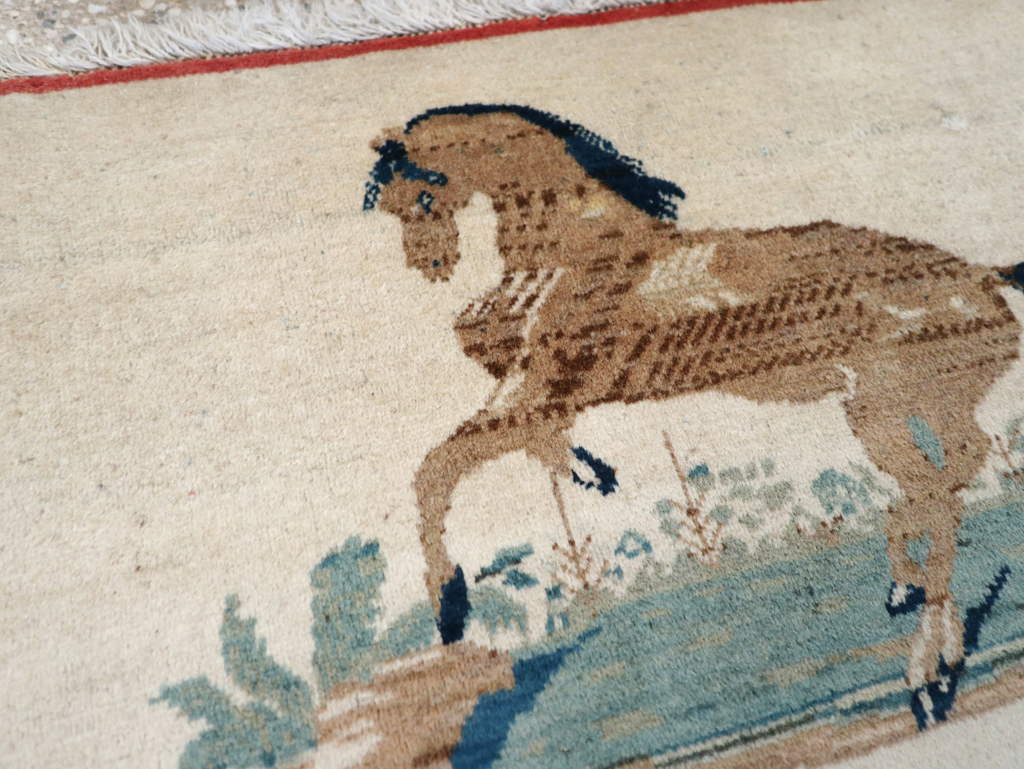 Vintage Persian Tabriz Pictorial Rug, No.12203 - Gss