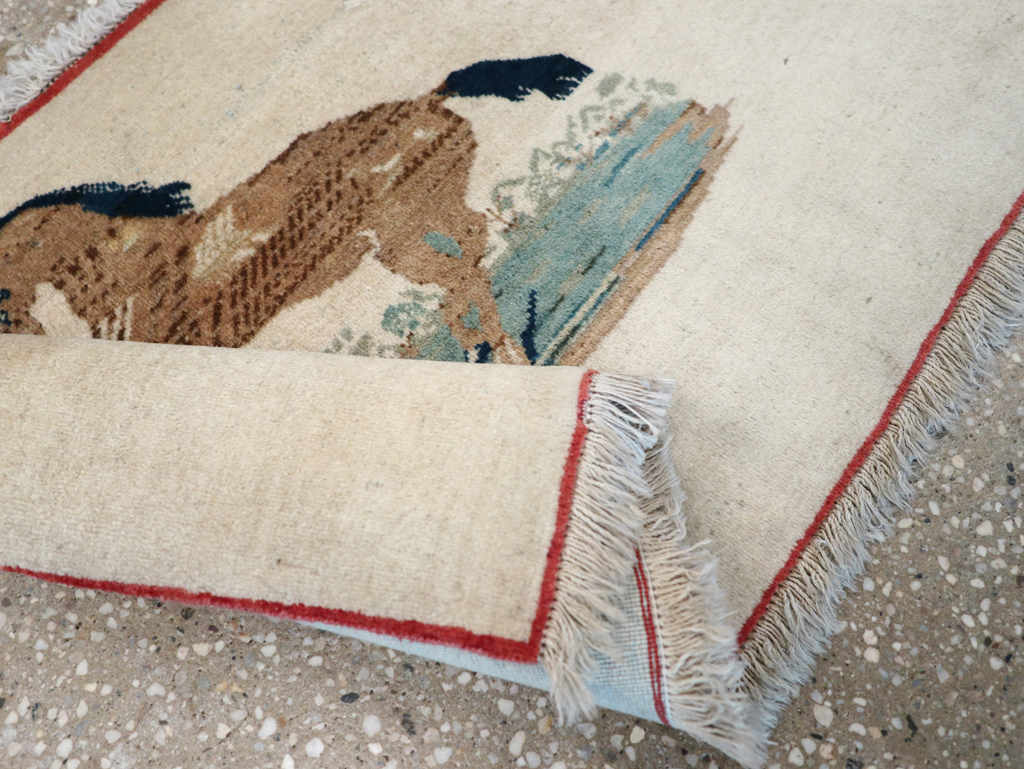 Vintage Persian Tabriz Pictorial Rug, No.12203 - Gss