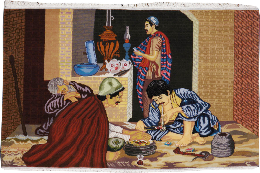 Vintage Persian Tabriz Pictorial Rug, No.12207 - Gss