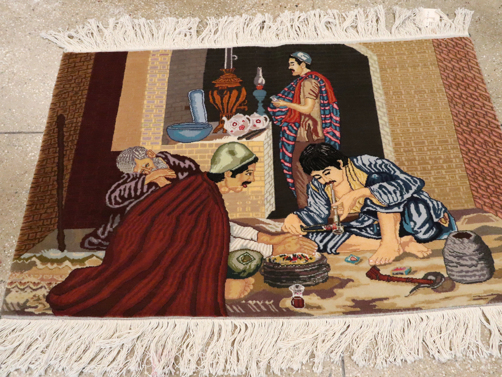 Vintage Persian Tabriz Pictorial Rug, No.12207 - Gss