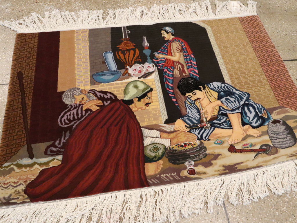 Vintage Persian Tabriz Pictorial Rug, No.12207 - Gss