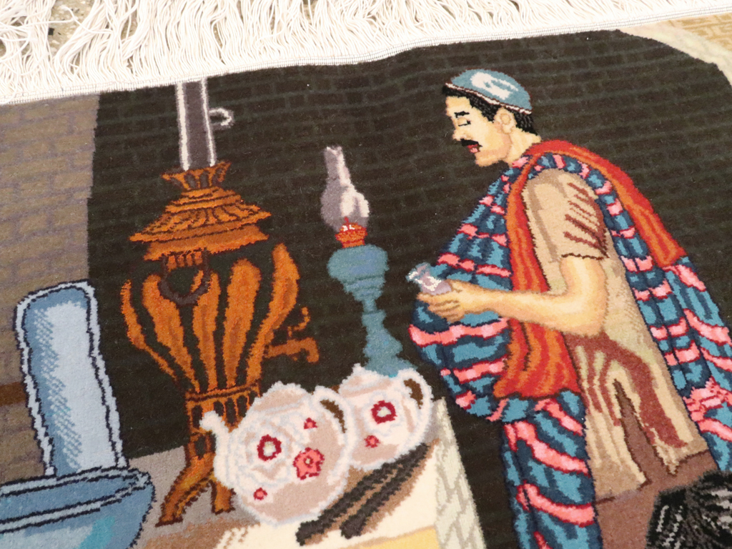 Vintage Persian Tabriz Pictorial Rug, No.12207 - Gss