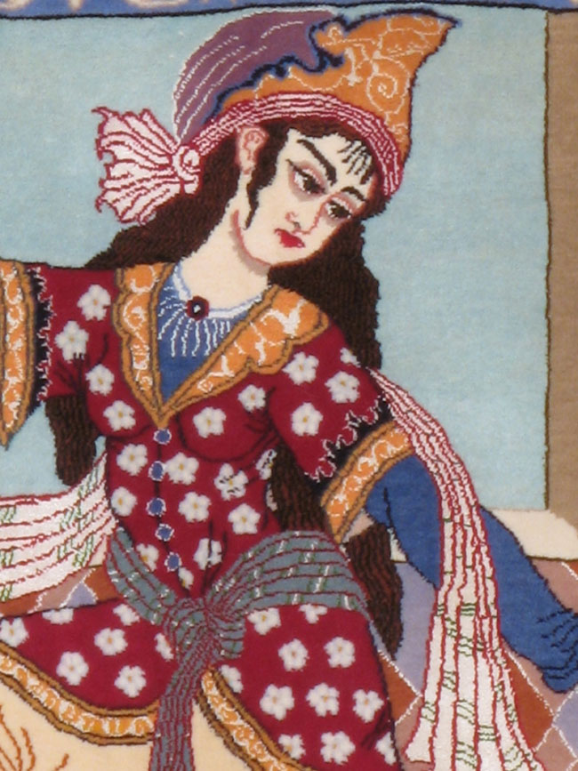 Vintage Persian Isfahan Pictorial Rug, No.12208 - Gss