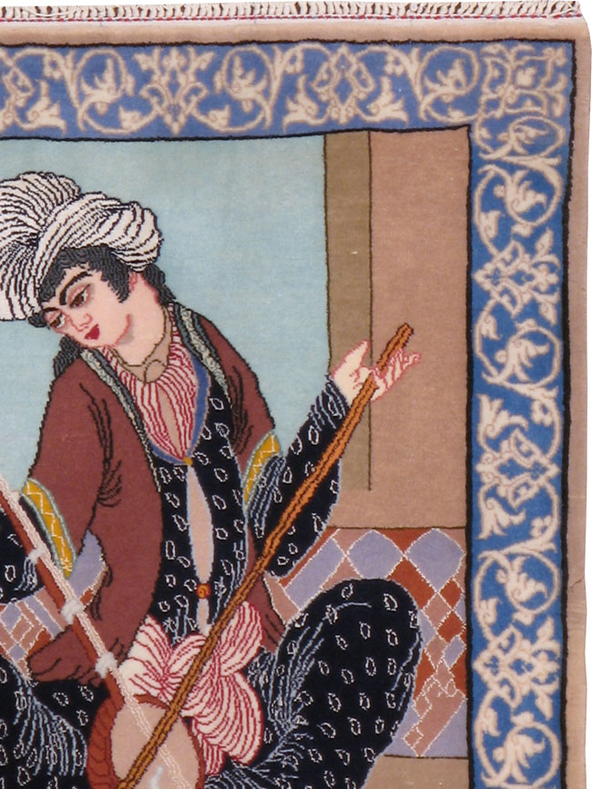 Vintage Persian Isfahan Pictorial Rug, No.12208 - Gss