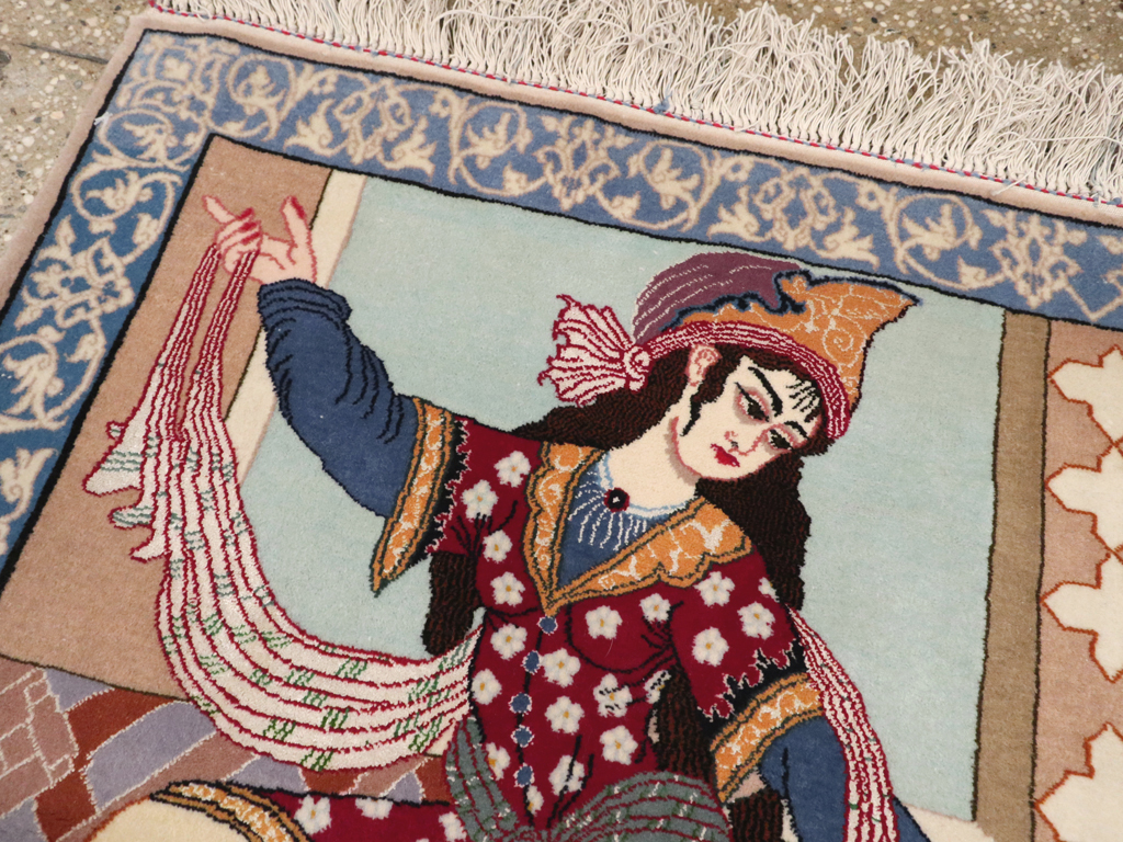 Vintage Persian Isfahan Pictorial Rug, No.12208 - Gss