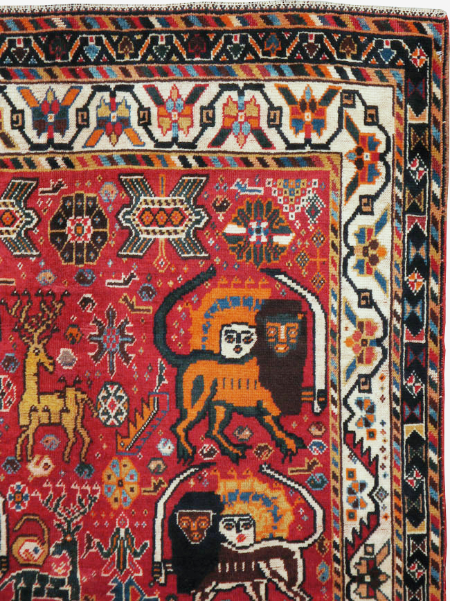 Antique Persian Afshar Pictorial Rug, No.12214 - Gss